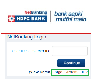 forgot customer id hdfc bank