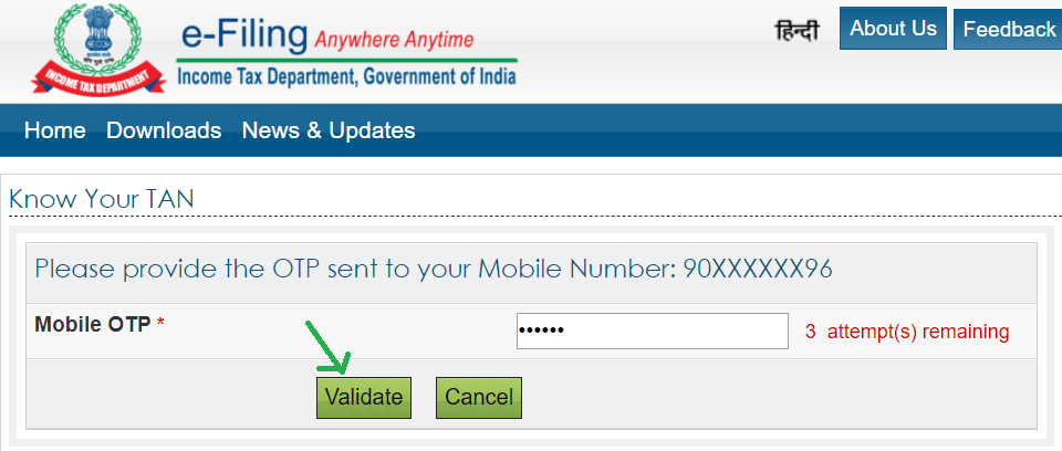 validate details for tan