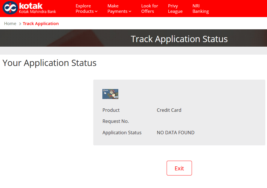 Application Status kotak credit card