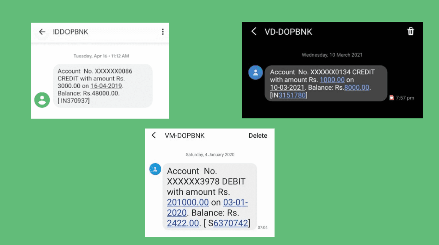 dopbnk full form balance check number