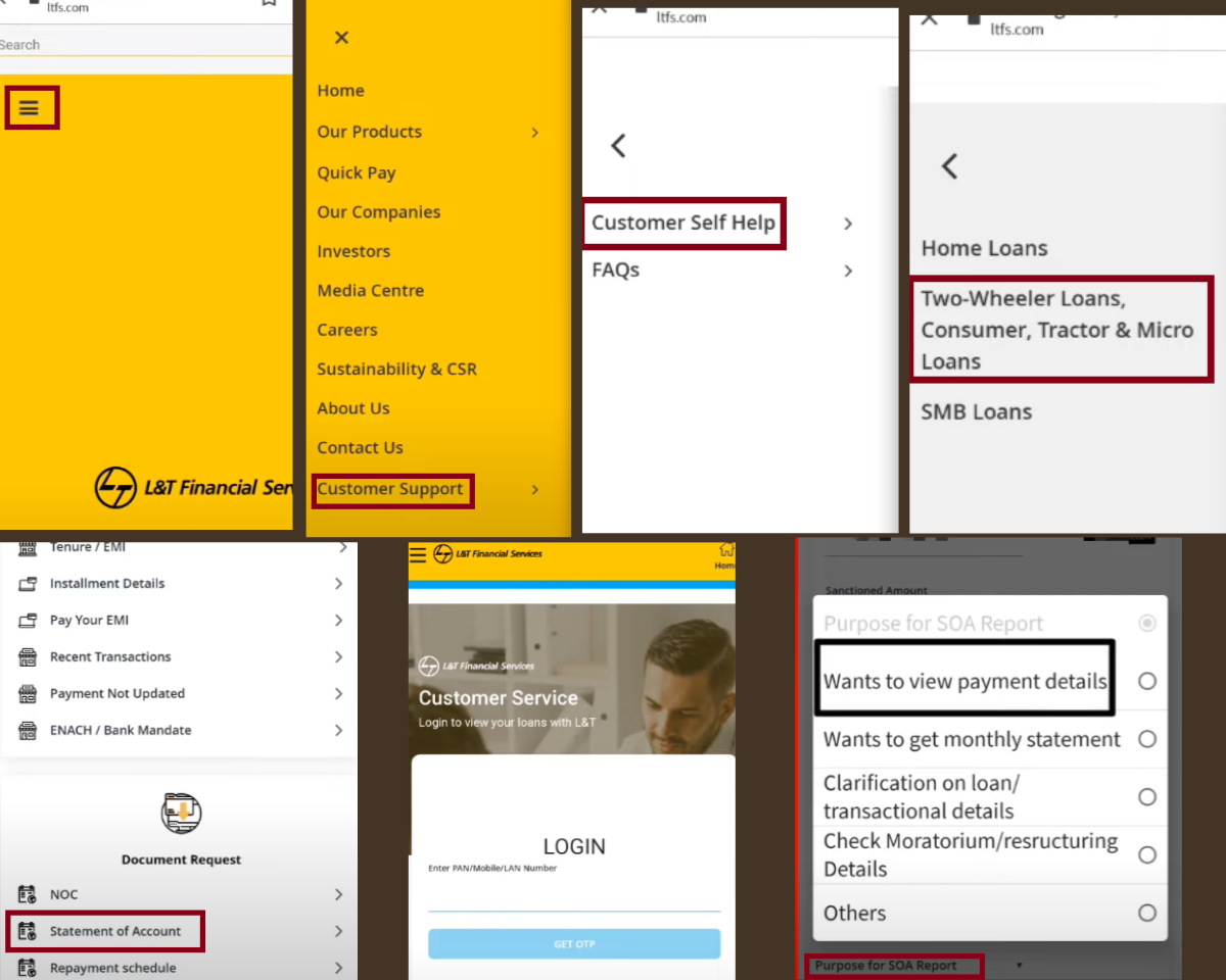 L&T Finance Loan Statement Download process